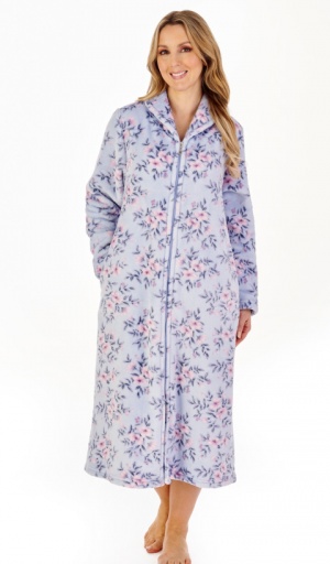 Slenderella Soft Floral Print Zip Housecoat